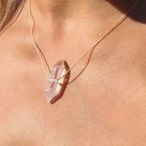 Natural Quartz Nude Hypoallergenic Cord Necklace